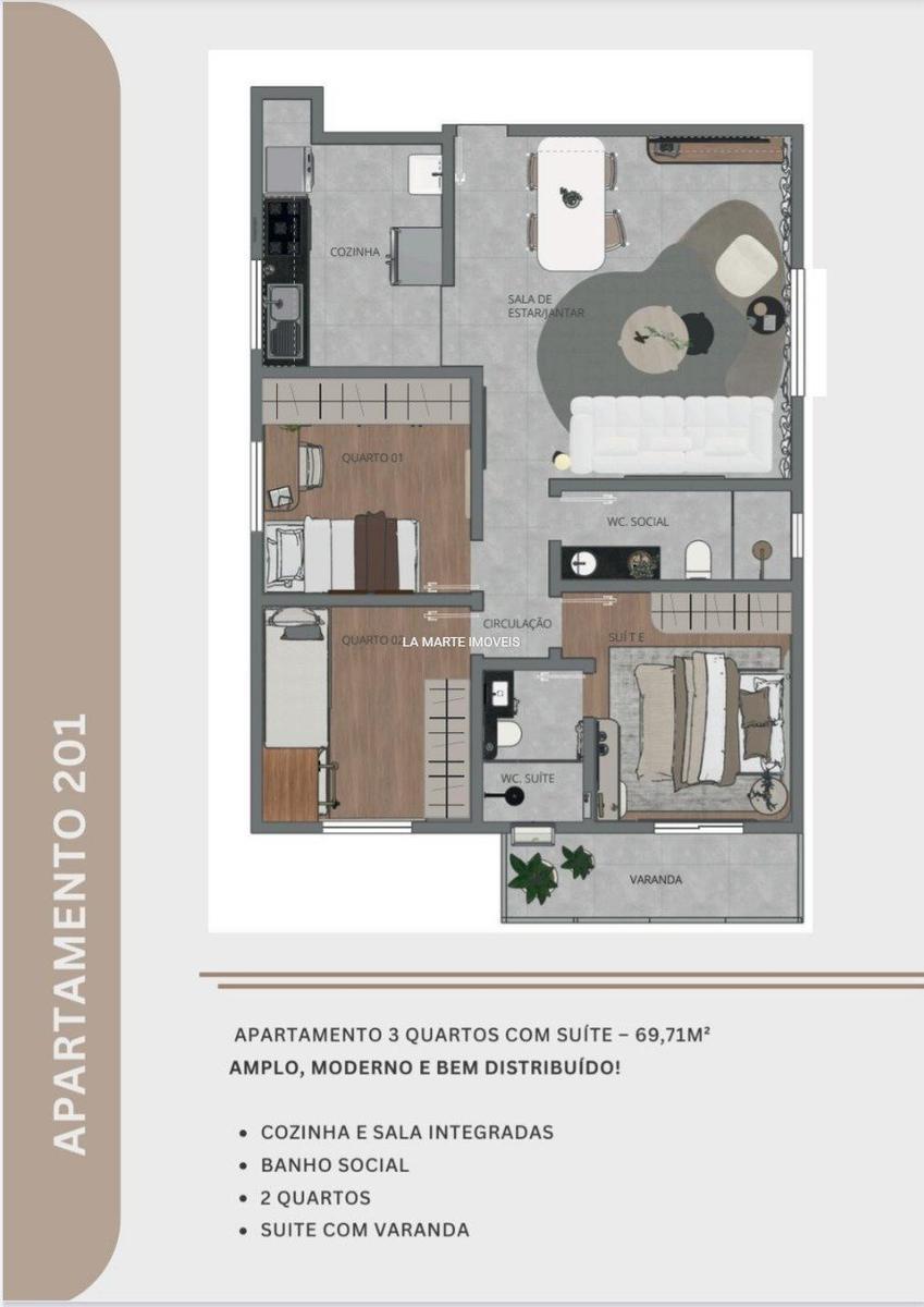 Apartamento, Santa Cruz Industrial, 2 Quartos, 1 Vaga, 1 Suíte