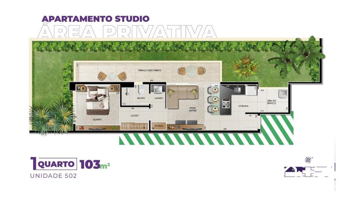 Cobertura, Barro Preto, 1 Quarto, 1 Vaga