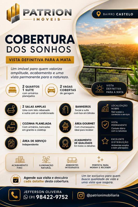 Cobertura, Castelo, 2 Quartos, 2 Vagas, 1 Suíte
