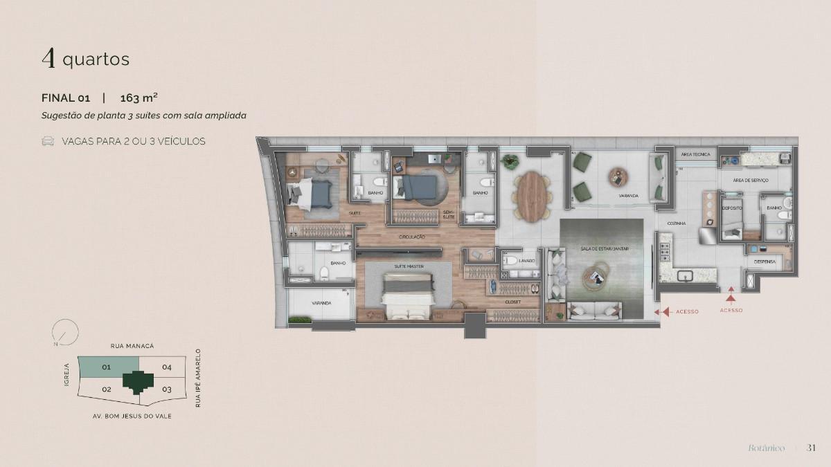 Apartamento, Vale do Sereno, 4 Quartos, 3 Vagas, 4 Suítes