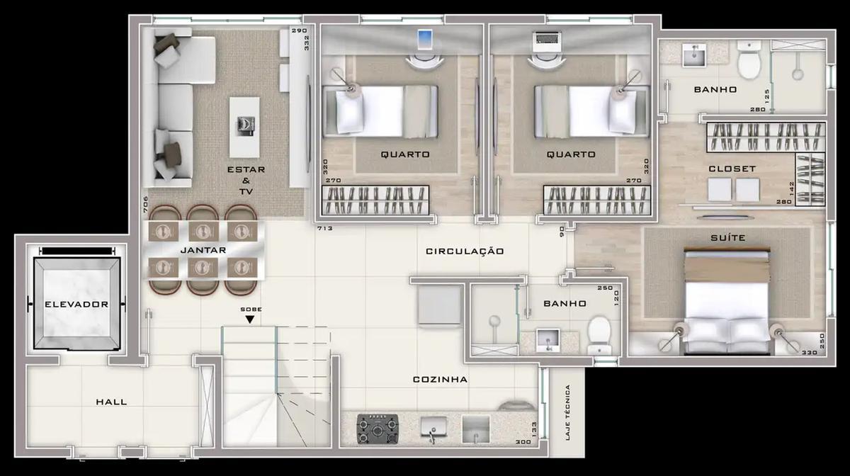 Cobertura, Serra, 3 Quartos, 2 Vagas, 1 Suíte