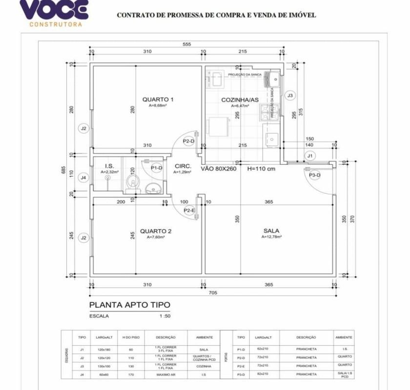 Apartamento, Santa Cruz, 2 Quartos, 1 Vaga