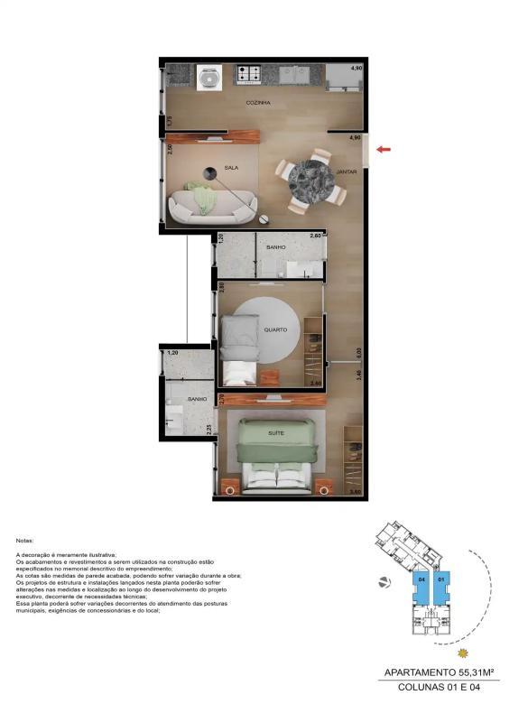Apartamento, Serra, 2 Quartos, 1 Vaga, 1 Suíte