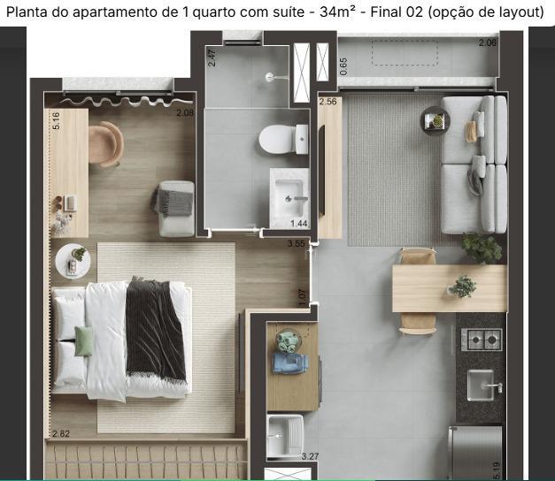 Apartamento, Santo Agostinho, 2 Quartos, 1 Vaga, 1 Suíte