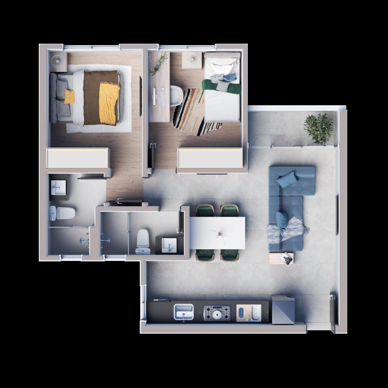 Apartamento, Jaraguá, 2 Quartos, 1 Vaga, 1 Suíte