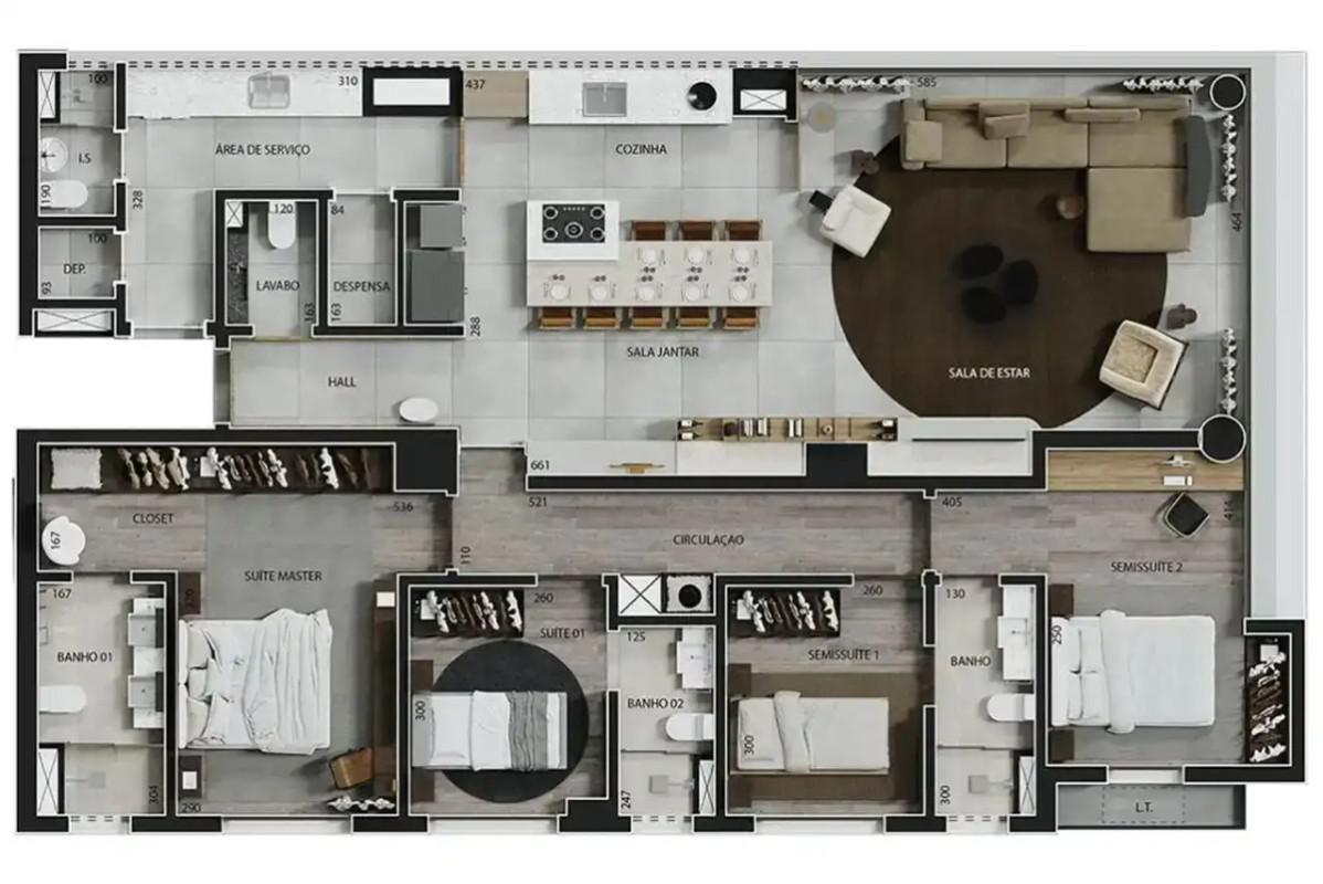 Apartamento, Funcionários, 4 Quartos, 3 Vagas, 2 Suítes