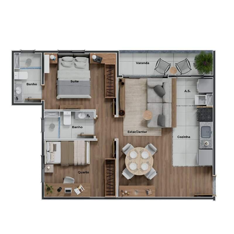Apartamento, Arvoredo, 2 Quartos, 1 Vaga, 1 Suíte