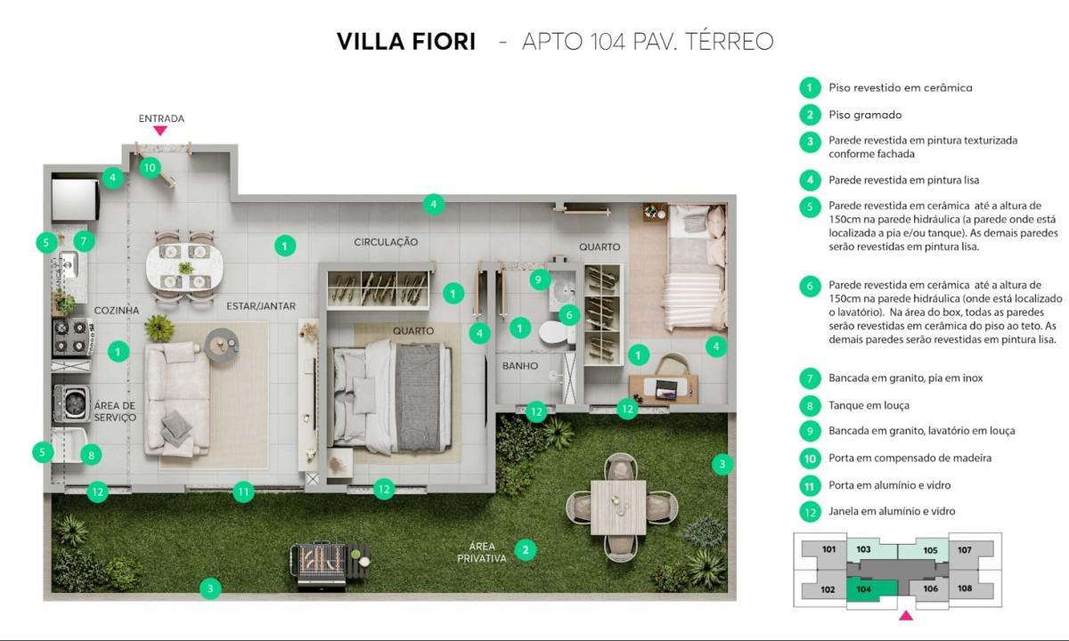Apartamento, Alípio de Melo, 2 Quartos, 1 Vaga, 1 Suíte