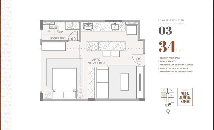 Apartamento, Boa Viagem, 1 Quarto, 0 Vaga