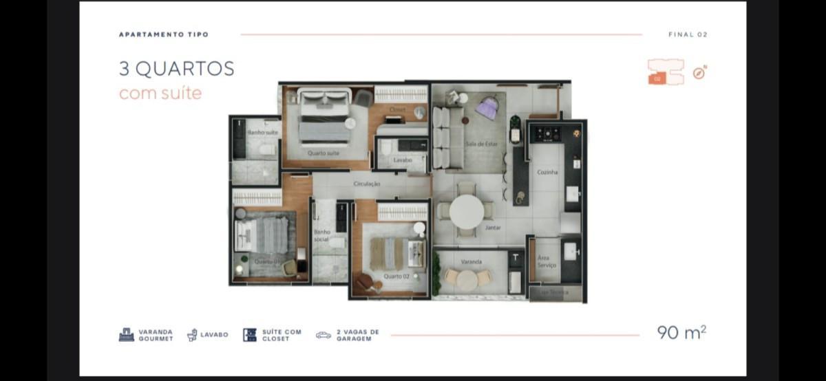 Apartamento, Cidade Nova, 3 Quartos, 2 Vagas, 1 Suíte