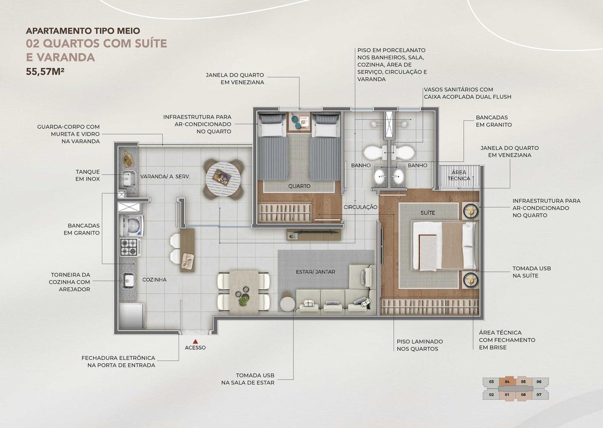 Apartamento, Santa Terezinha, 3 Quartos, 1 Vaga