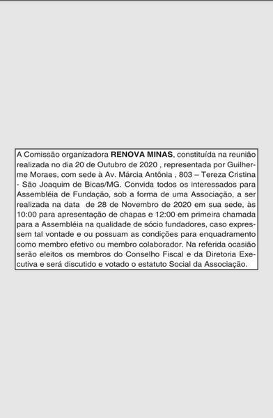 Associação Minas Renova Já Está Ativa