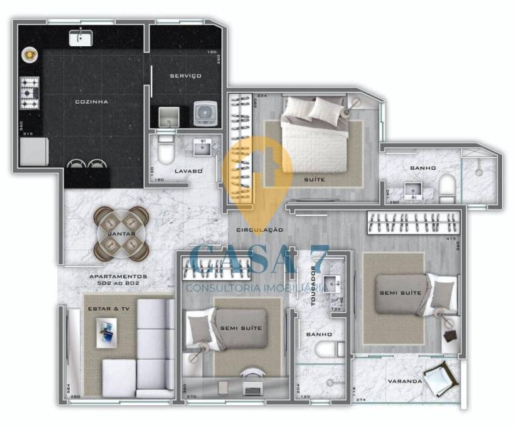 Apartamento, Lourdes, 3 Quartos, 0 Vaga, 1 Suíte