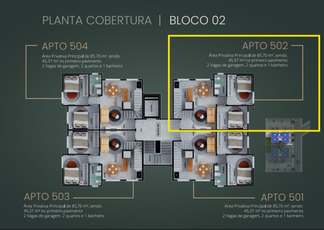Cobertura, Minaslândia (p Maio), 2 Quartos, 2 Vagas