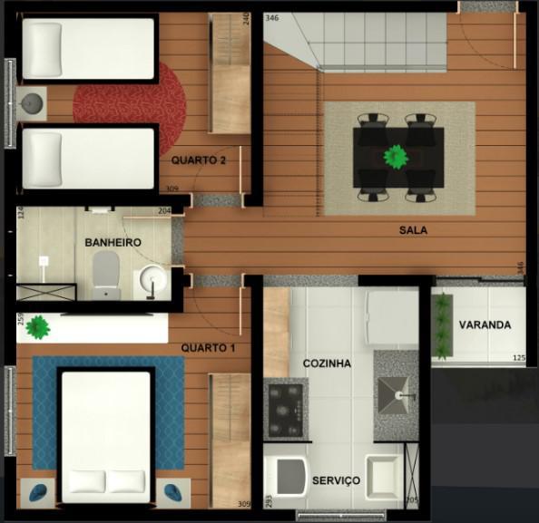 Apartamento, Diamante, 2 Quartos, 1 Vaga