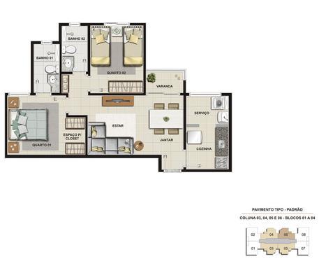 Apartamento, Planalto, 2 Quartos, 1 Vaga, 1 Suíte