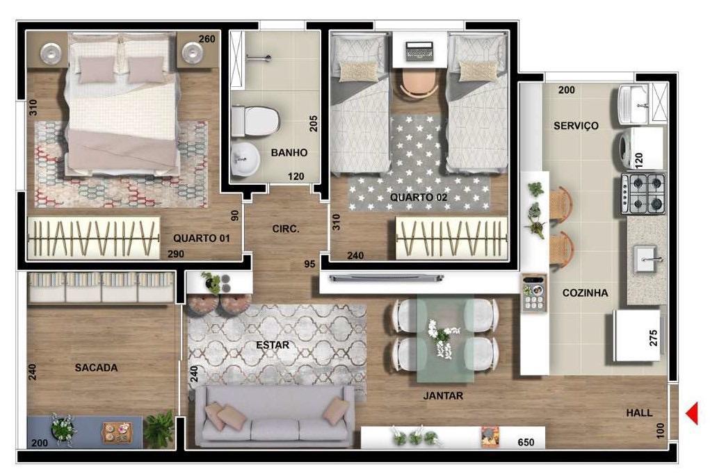 Apartamento, Nova Pampulha, 2 Quartos, 1 Vaga