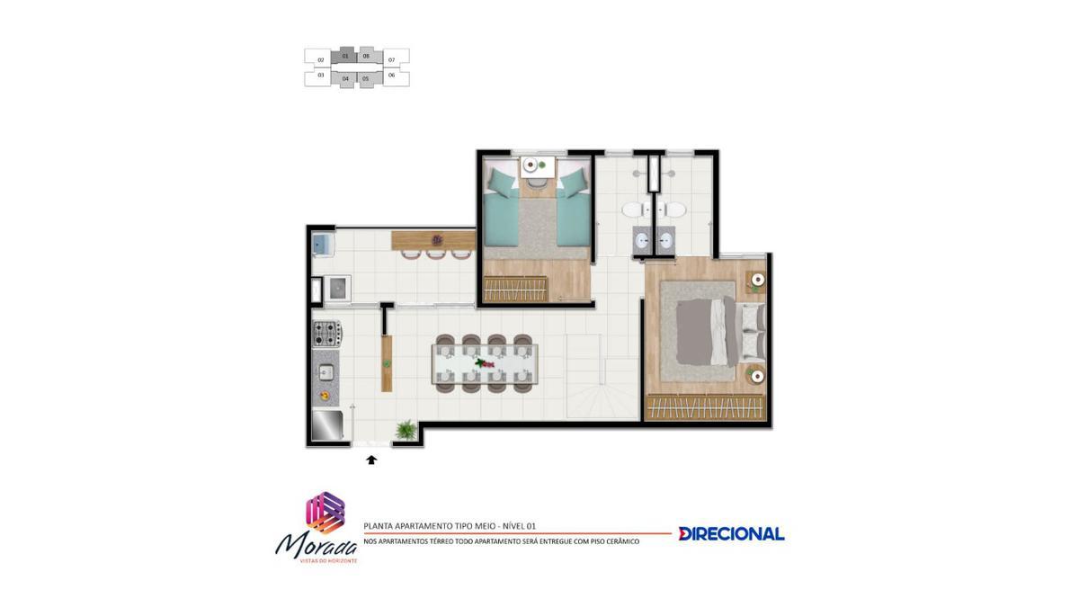 Apartamento, Floramar, 2 Quartos, 1 Vaga, 1 Suíte