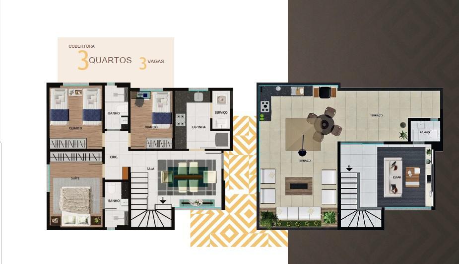 Cobertura, Santo Antônio, 3 Quartos, 2 Vagas, 1 Suíte