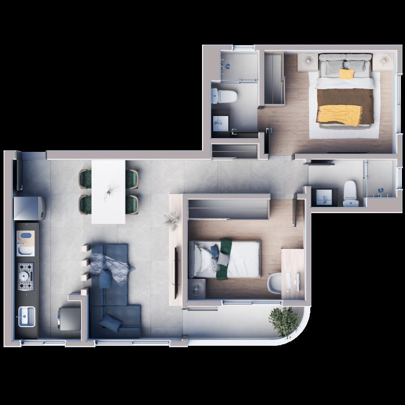 Apartamento, Jaraguá, 2 Quartos, 2 Vagas, 1 Suíte