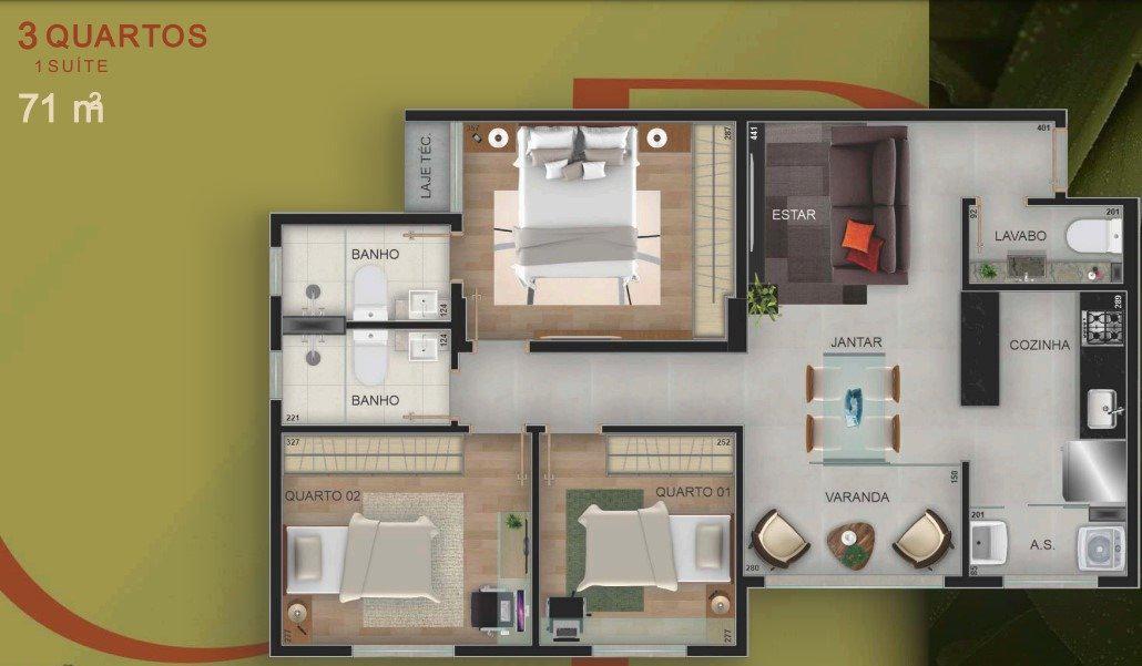 Apartamento, Buritis, 2 Quartos, 2 Vagas, 2 Suítes