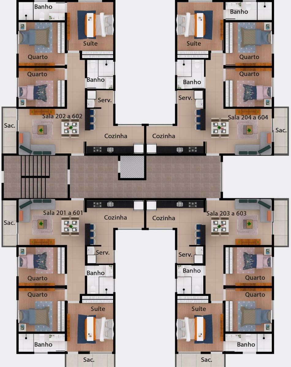 Apartamento, Santa Cruz Industrial, 3 Quartos, 2 Vagas, 1 Suíte