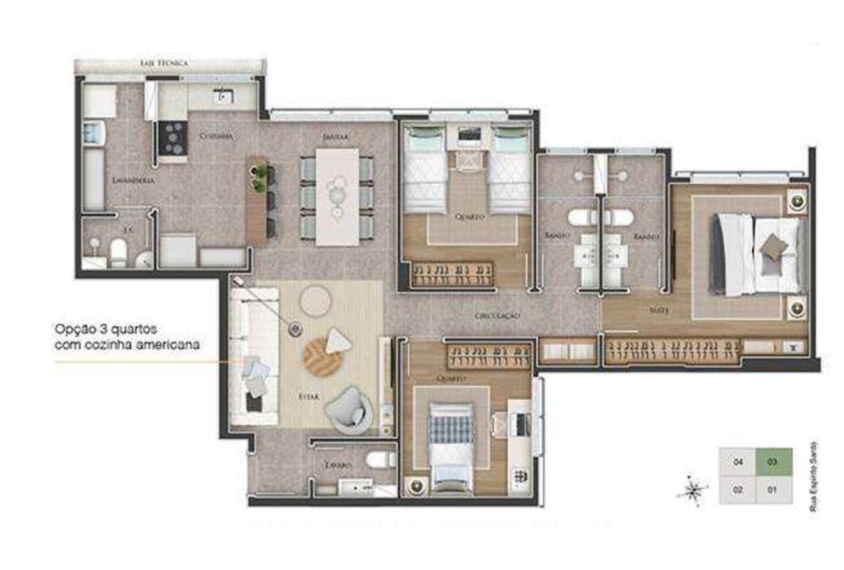 Apartamento, Lourdes, 3 Quartos, 2 Vagas, 1 Suíte