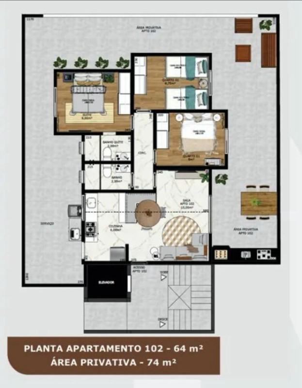 Apartamento, Itapoã, 3 Quartos, 2 Vagas, 1 Suíte