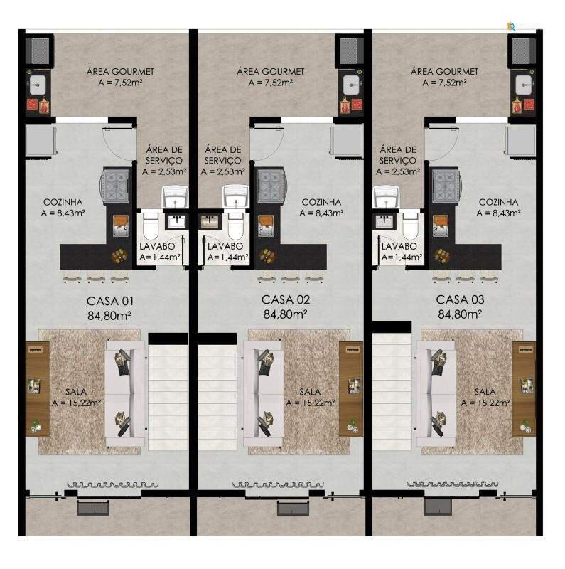 Casa, Novo Centro, 2 Quartos, 2 Vagas, 2 Suítes