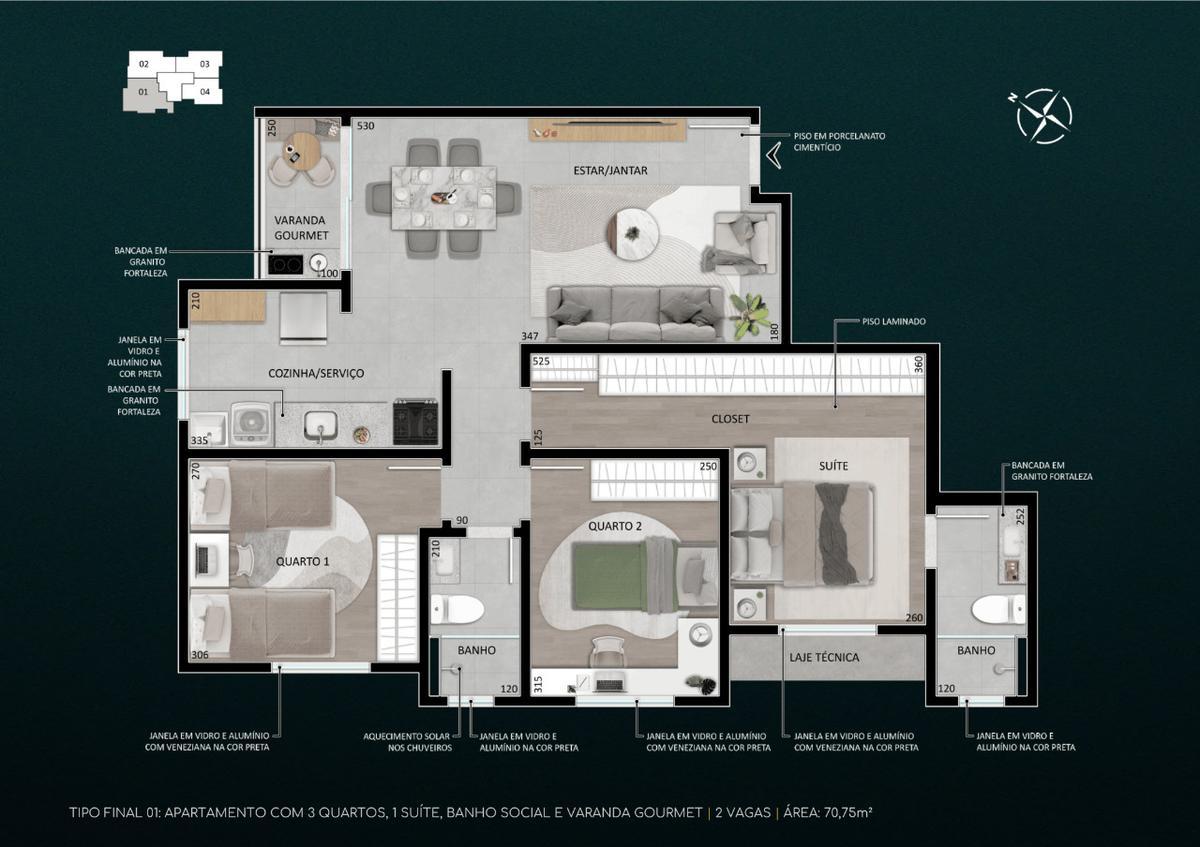 Apartamento, União, 2 Quartos, 2 Vagas, 2 Suítes