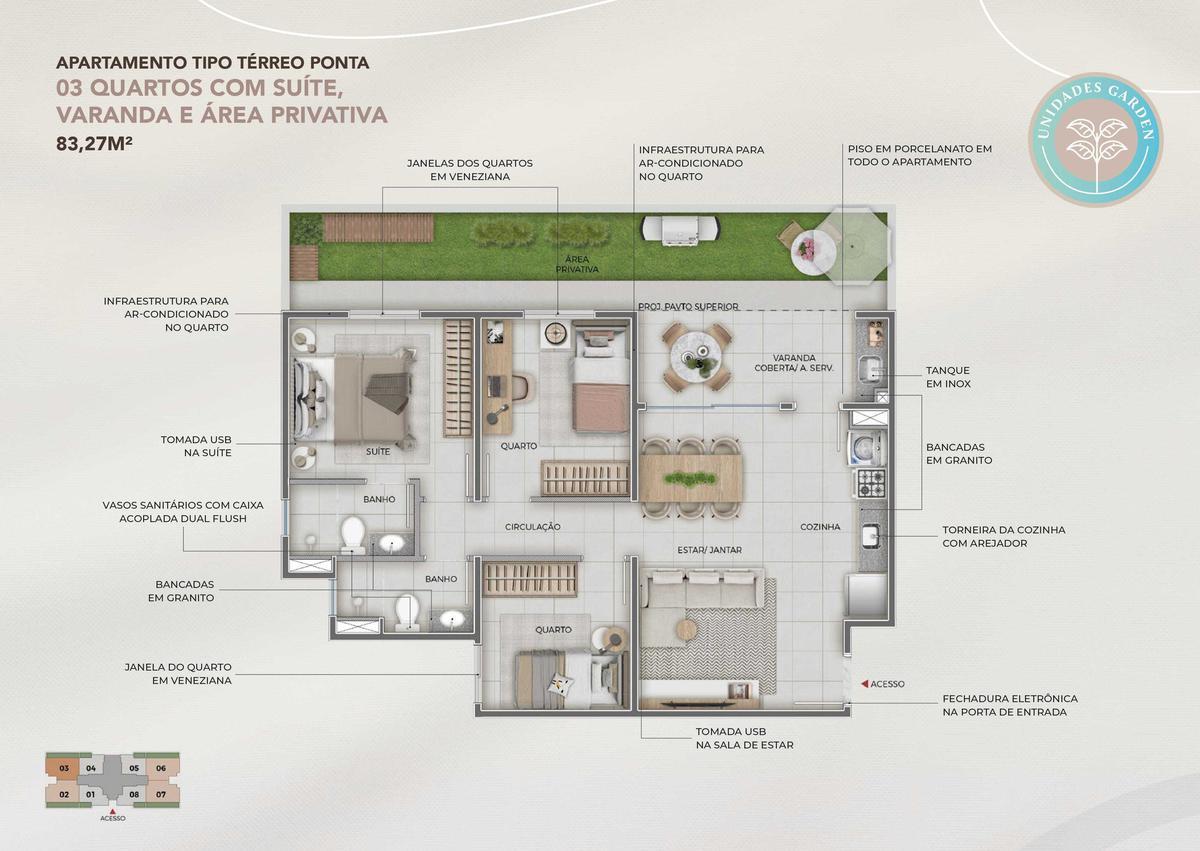 Apartamento, Santa Terezinha, 3 Quartos, 1 Vaga