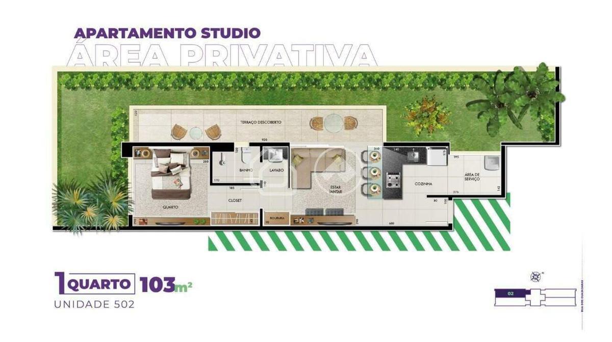 Cobertura, Barro Preto, 1 Quarto, 1 Vaga