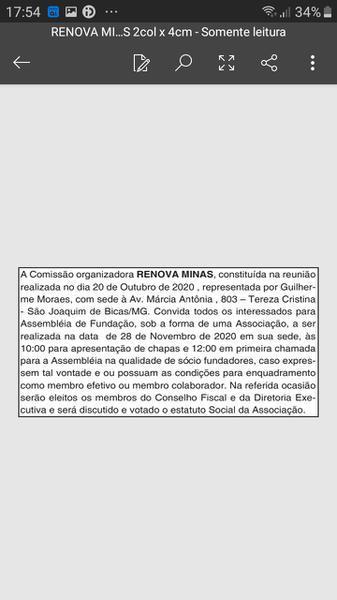 Associação Minas Renova Já Está Ativa