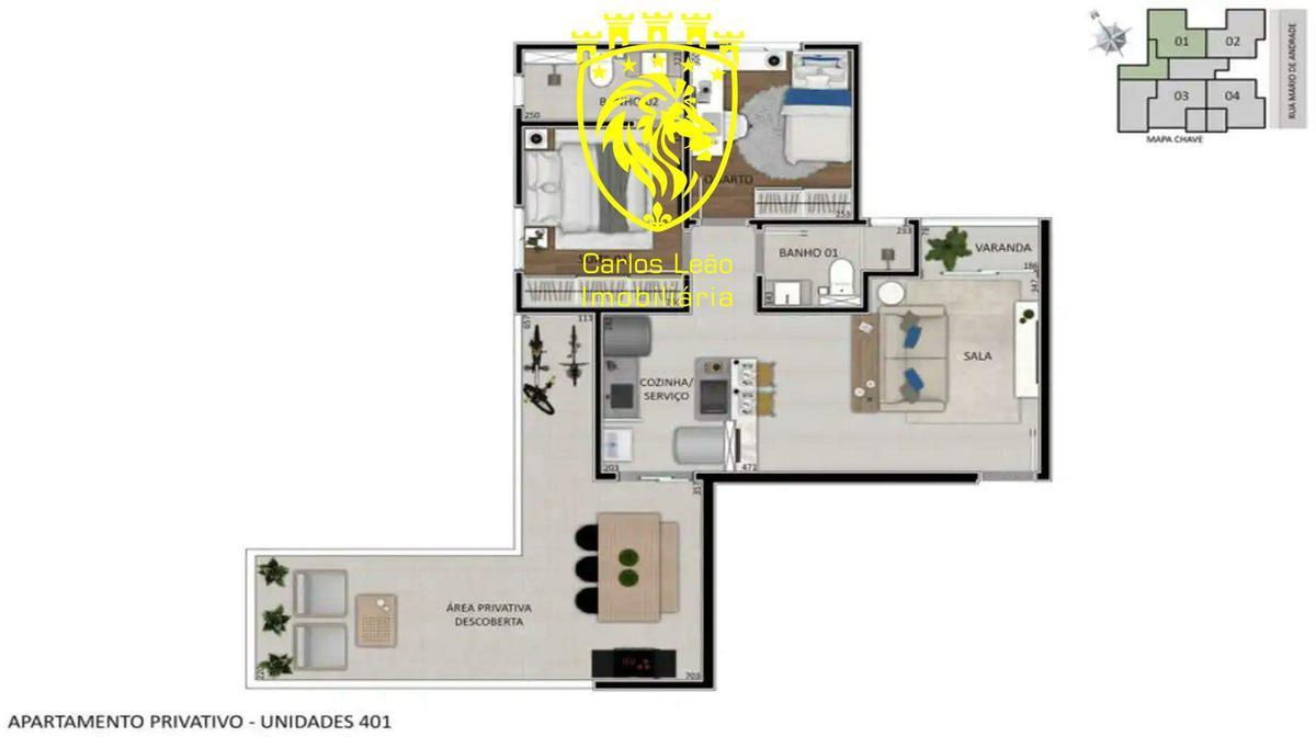 Apartamento, Santa Branca, 2 Quartos, 1 Vaga, 1 Suíte