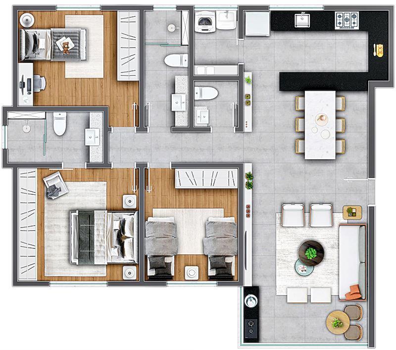 Apartamento, Buritis, 3 Quartos, 2 Vagas, 1 Suíte