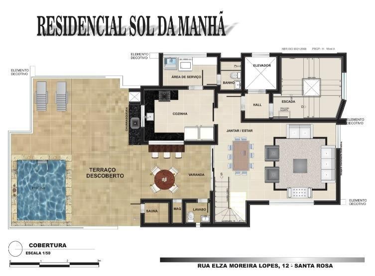 Cobertura, Santa Rosa, 4 Quartos, 4 Vagas, 4 Suítes