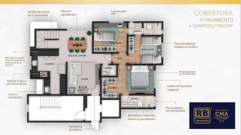 Cobertura, Carmo, 4 Quartos, 3 Vagas, 4 Suítes