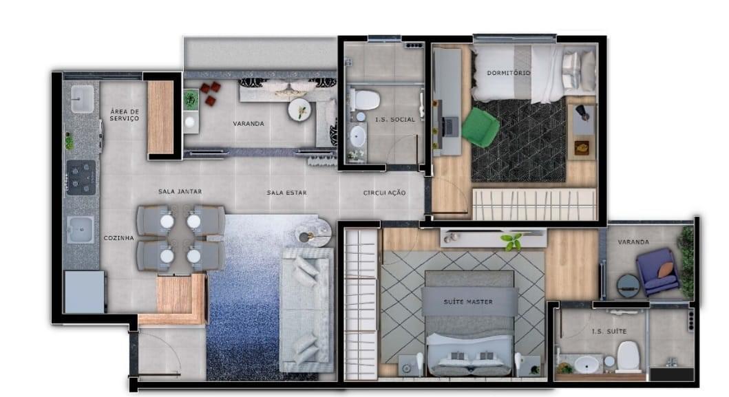 Apartamento, Santa Efigênia, 2 Quartos, 0 Vaga, 1 Suíte