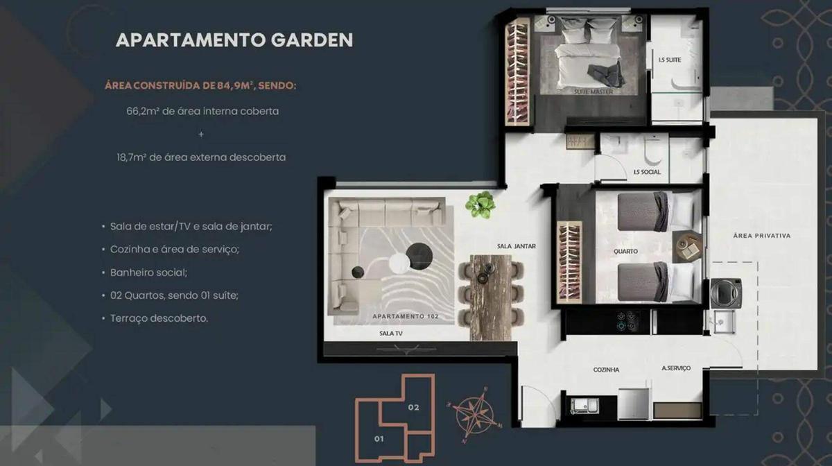Apartamento, Grajaú, 2 Quartos, 1 Vaga, 1 Suíte