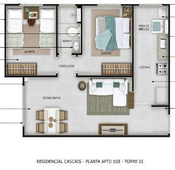 Apartamento, Braúnas, 2 Quartos, 1 Vaga