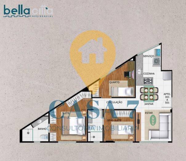 Apartamento, Santo Antônio, 3 Quartos, 0 Vaga, 1 Suíte