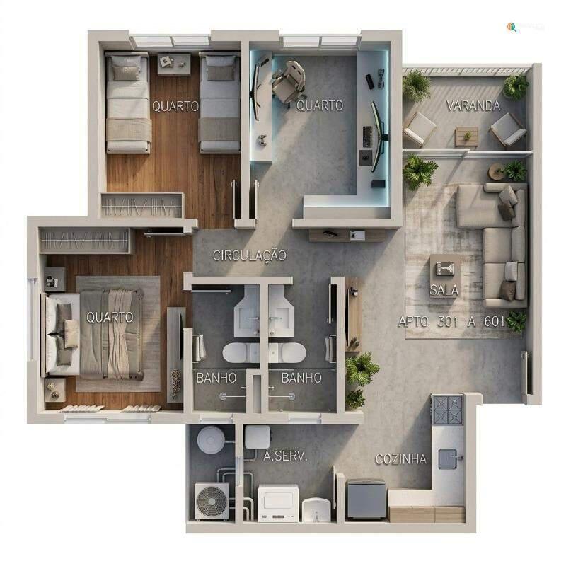 Apartamento, Nossa Senhora das Graças, 3 Quartos, 1 Vaga, 1 Suíte