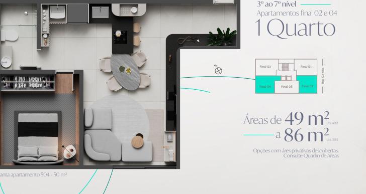 Apartamento, Lourdes, 1 Quarto, 0 Vaga