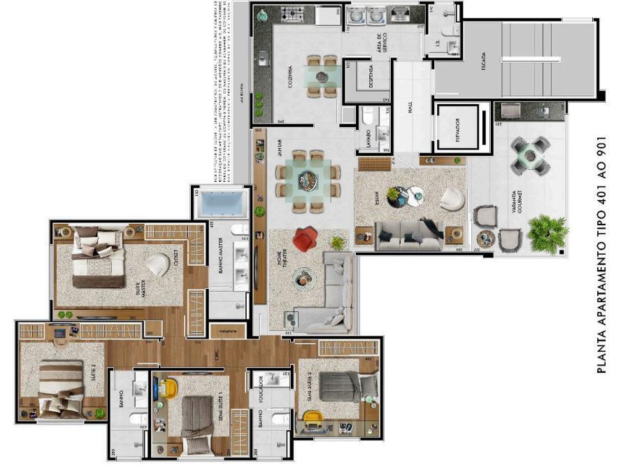 Apartamento, Castelo, 4 Quartos, 4 Vagas, 4 Suítes