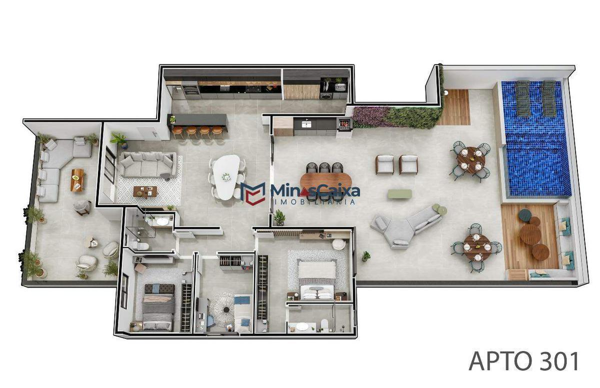 Apartamento, Iguaçu, 3 Quartos, 2 Vagas, 1 Suíte