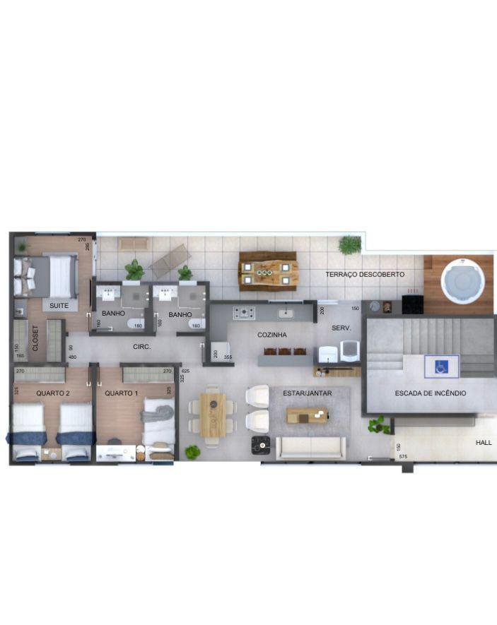 Cobertura, Jardim América, 2 Quartos, 3 Vagas, 2 Suítes