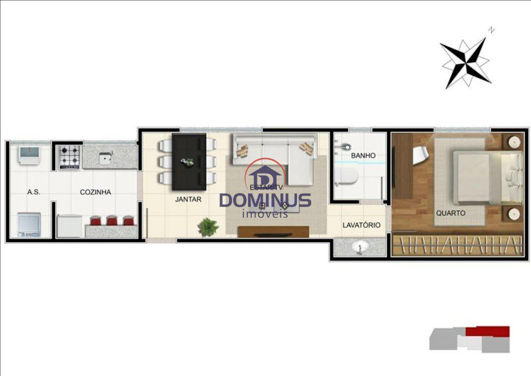 Apartamento, Funcionários, 2 Quartos, 2 Vagas, 1 Suíte