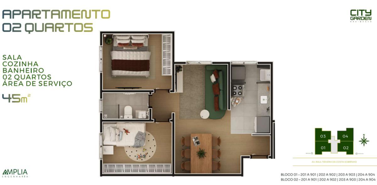 Apartamento, Centro, 2 Quartos, 1 Vaga