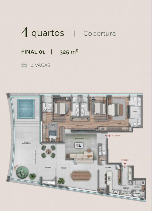 Cobertura, Vale do Sereno, 4 Quartos, 4 Vagas, 4 Suítes