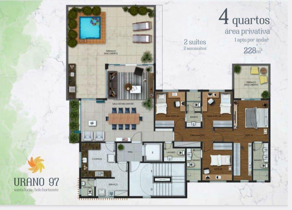 Apartamento, Santa Lúcia, 4 Quartos, 4 Vagas, 2 Suítes